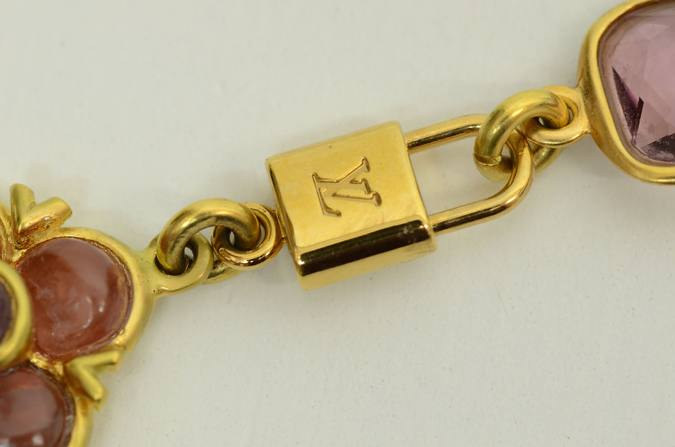 Thumbnail: Authentic Louis Vuitton Clover Bracelet GP Padlock Gem Pendant Jewelry Accessory
