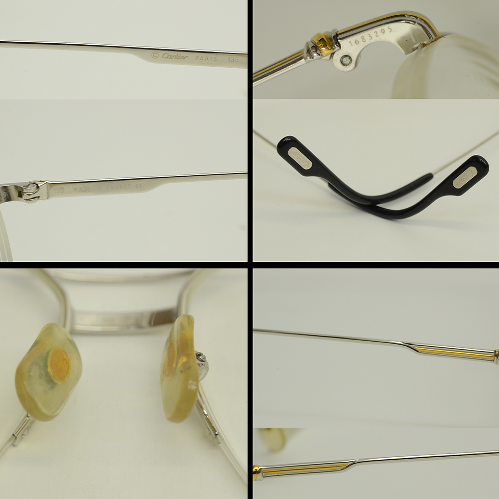 Thumbnail: Authentic Cartier Orsay Louis Platine Eyeglasses 58 15 135 Vintage Half Rimless