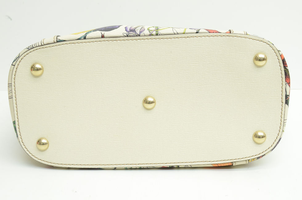 Thumbnail: Authentic Gucci Tote Shoulder Bag 336777 GP White Leather Floral Purse