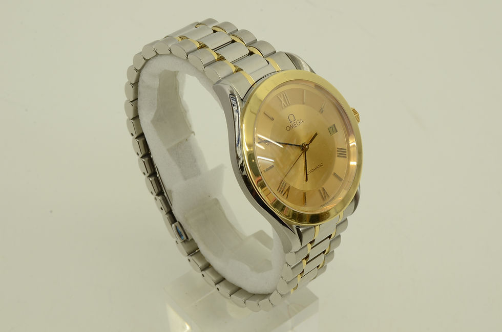 Authentic Omega Automatic 34mm Rare Khanjar Watch 18k Gold Date SS Link Band