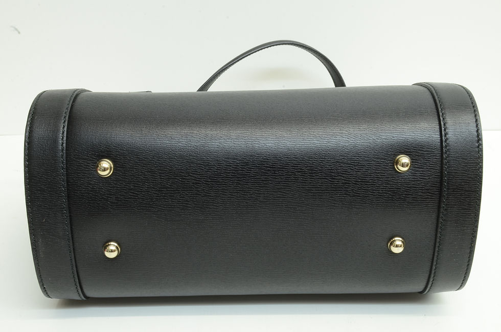 Thumbnail: Authentic Gucci Bamboo Leather Handbag Top Handle Wood Turnlock Purse