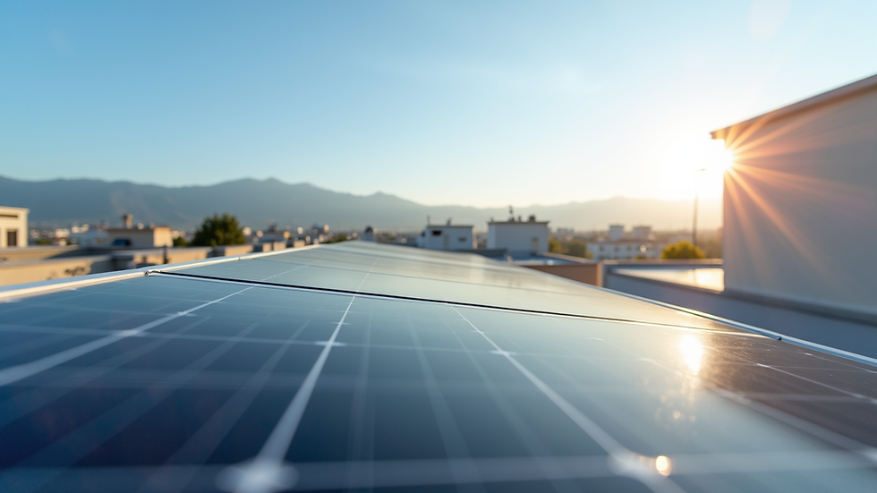 Eye-level view of solar panels installed on a commercial rooftop in Bursa