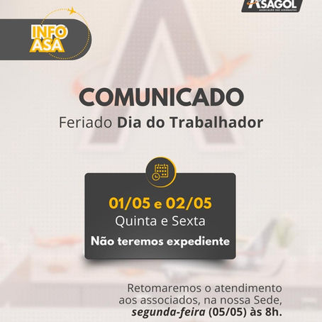 Expediente: Feriado Dia do Trabalhador