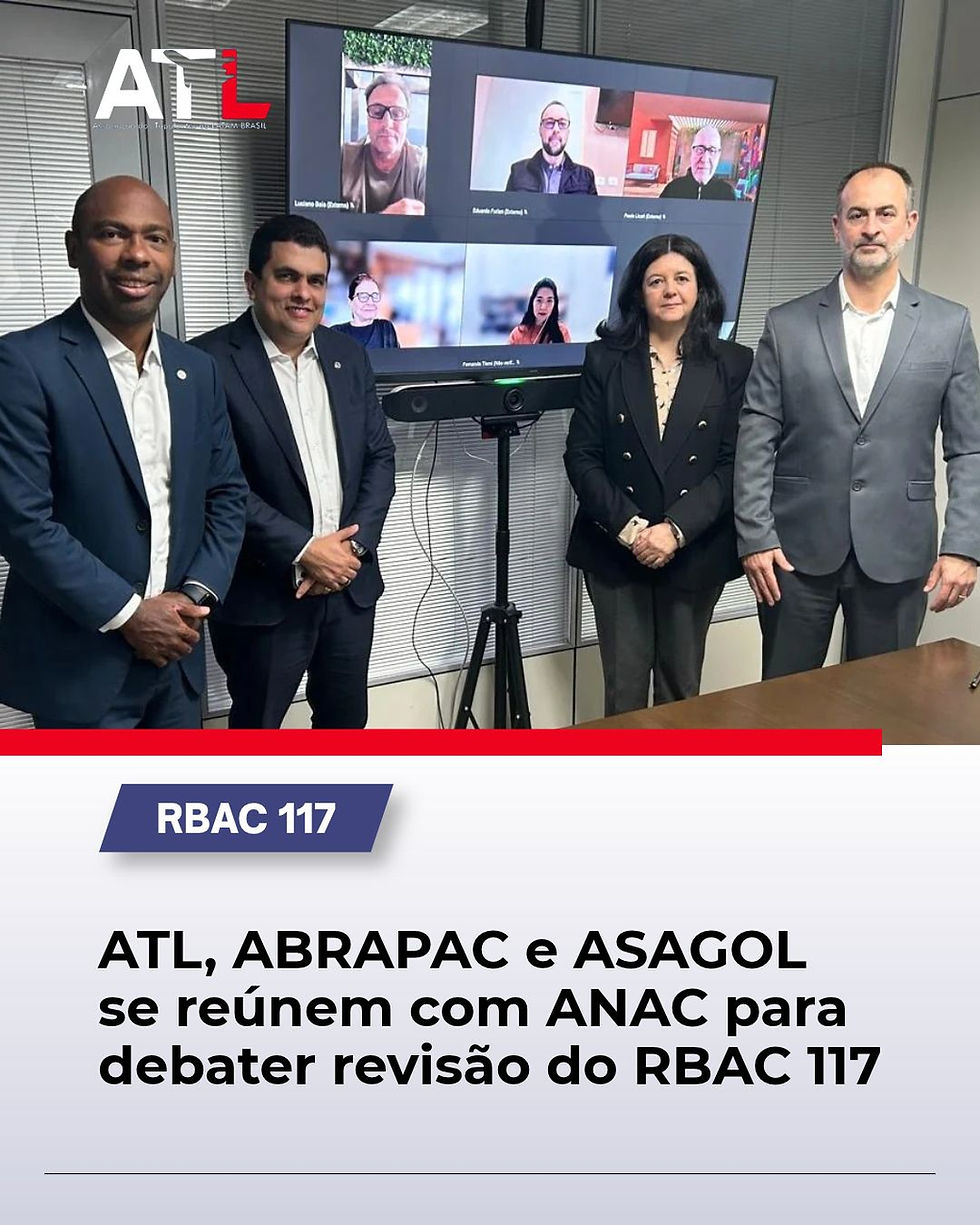 ATL, ABRAPAC e ASAGOL se reúnem com ANAC para debater revisão do RBAC 117