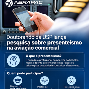 Doutorando da USP lança pesquisa sobre presenteísmo na aviação comercial