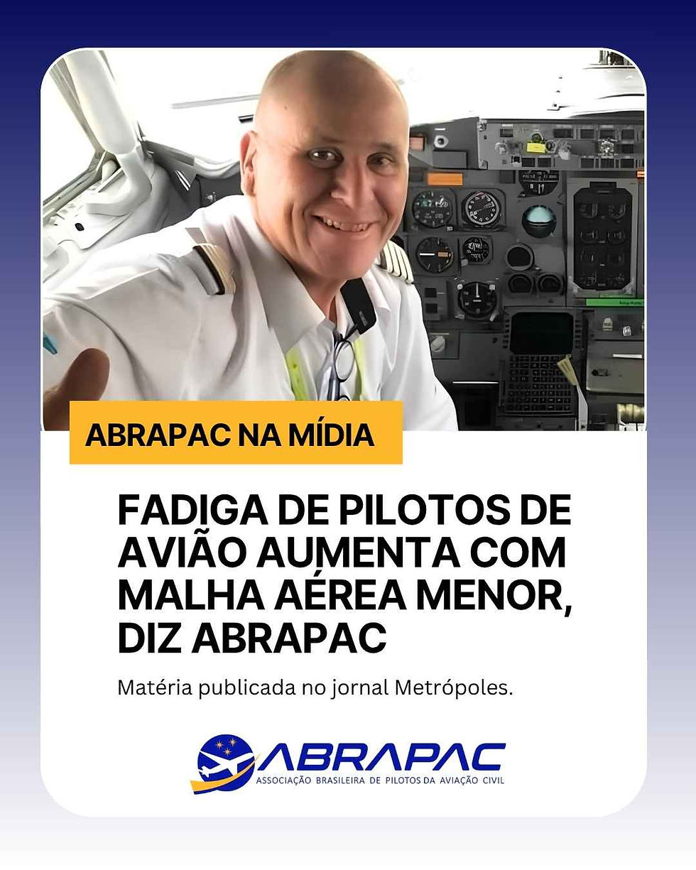 Fadiga de pilotos de avião aumenta com malha aérea menor, diz Abrapac