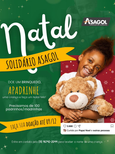 Natal Solidário ASAGOL: Doe um Brinquedo!