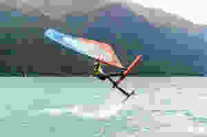 lz Müller ejecting from the water with his Lokefoil Envol