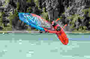 Balz Müller in a windfoil loop