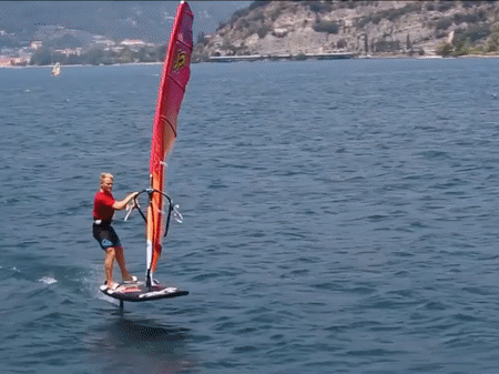 Sebastian Kornum semi-foiling jibe on a windfoil. Learn to foil-jibe in three steps
