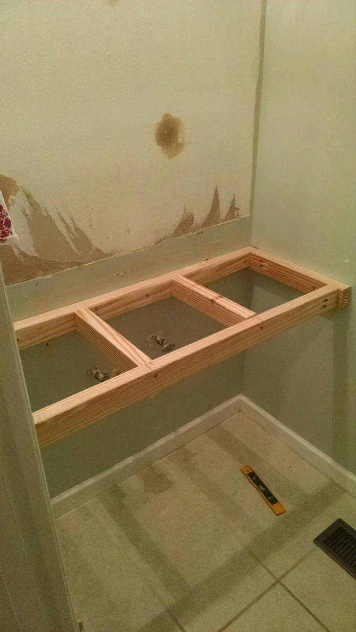 wood framing for floating vanity