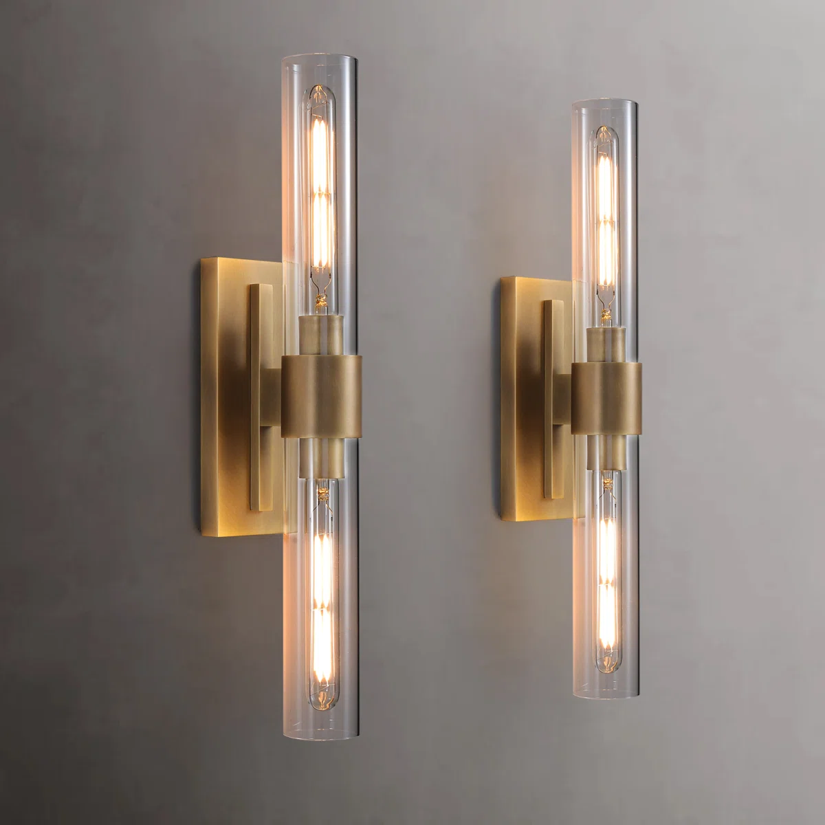 Modern glass and brass sconces