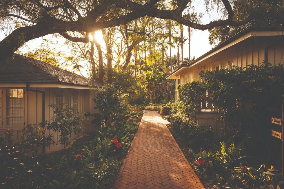 Spanish-style garden at El Encanto in Santa Barbara