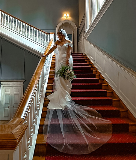 Beautiful Bride on the red stairs