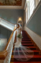 Elegant Bride on the stairs at Luttrellstown Castle captured by the wedding photographer