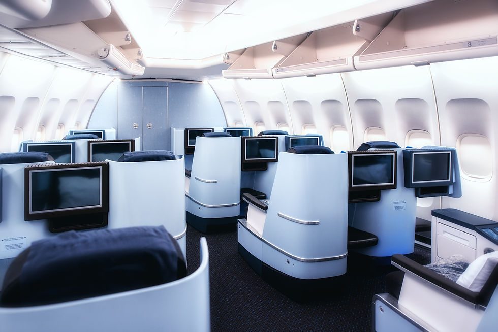 Business class seats on airplane