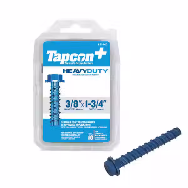 Tapcon Concrete Screw Anchors 3/8"x 1-3/4" 10ct