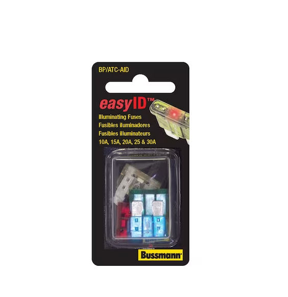 Cooper Bussmann ATC EasyID Assortment, Contains 1 Ea 10, 15, 20, 25, 30A, Carded