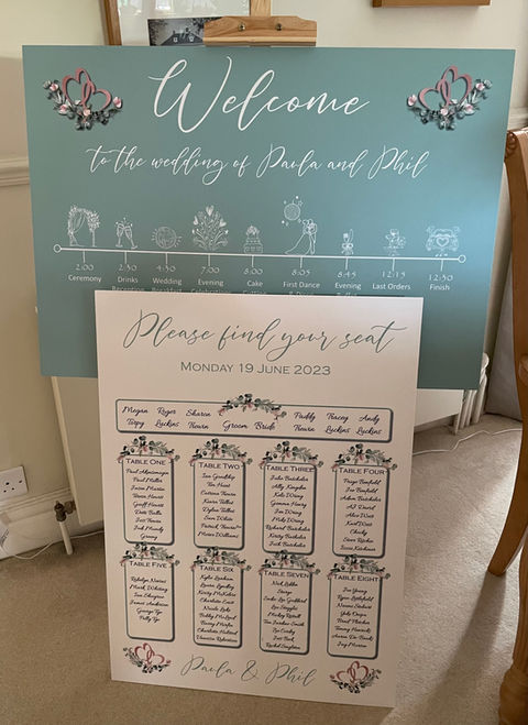 Beautiful seating plans and timeline boards