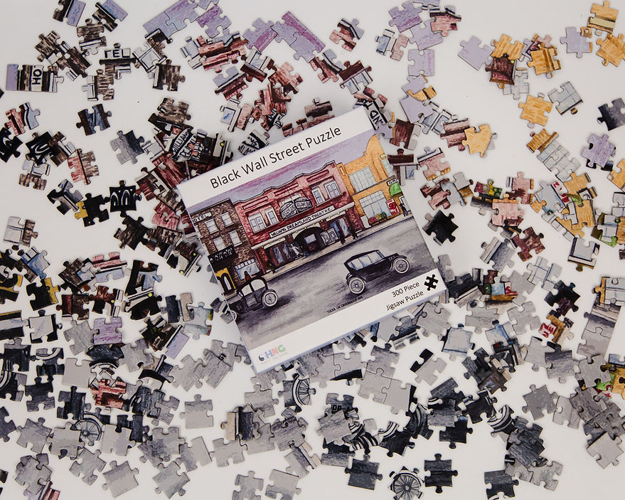 Black Wall Street Puzzle Box with Puzzle Pieces