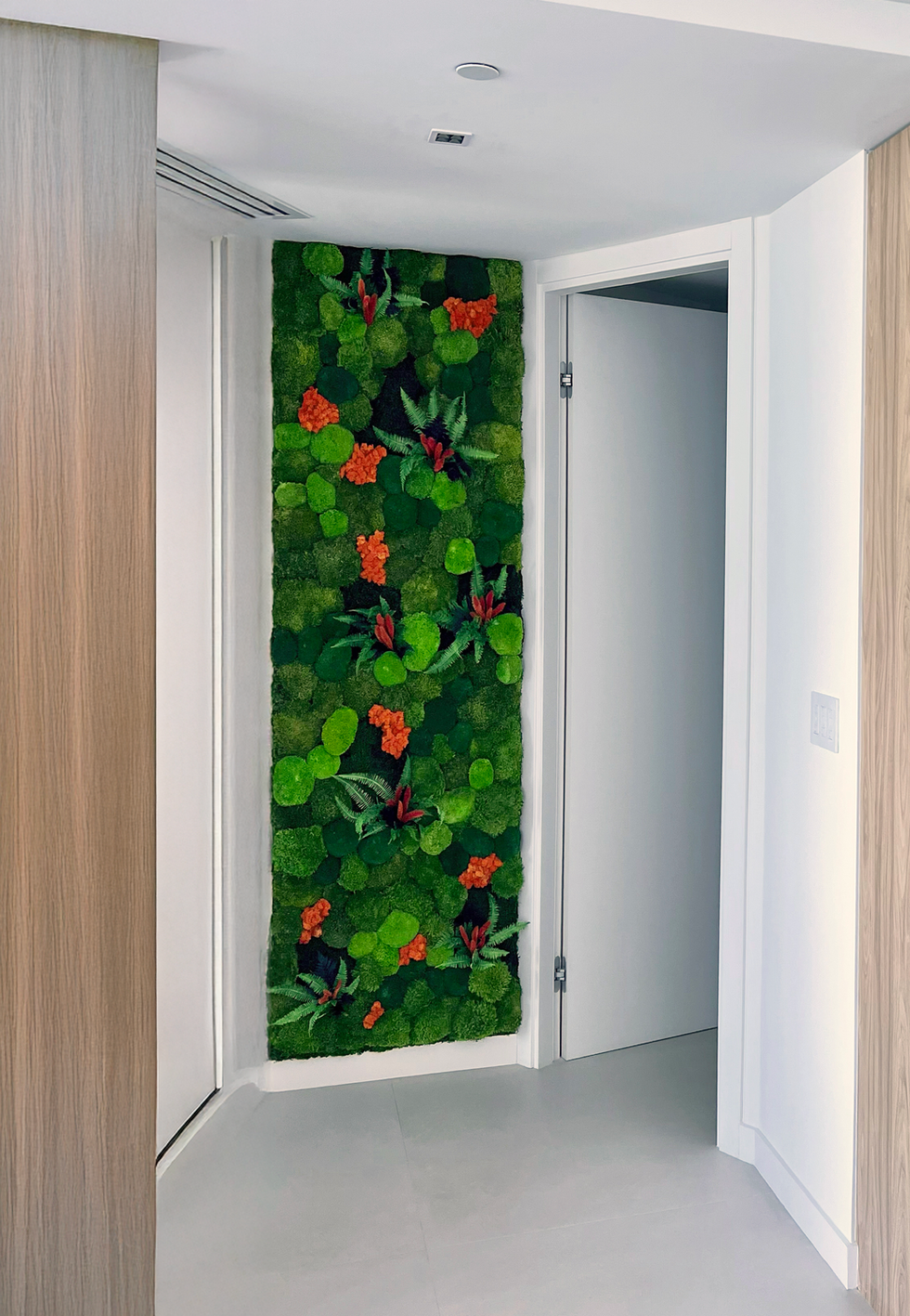 No maintenance vertical moss wall enhancing natural indoor ambiance