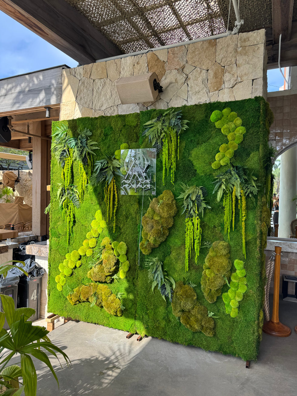 Eco-friendly moss wall panel for contemporary interior styling.