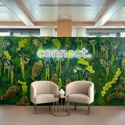 moss green wall backdrop miami, miami green wall rental, miami moss walls