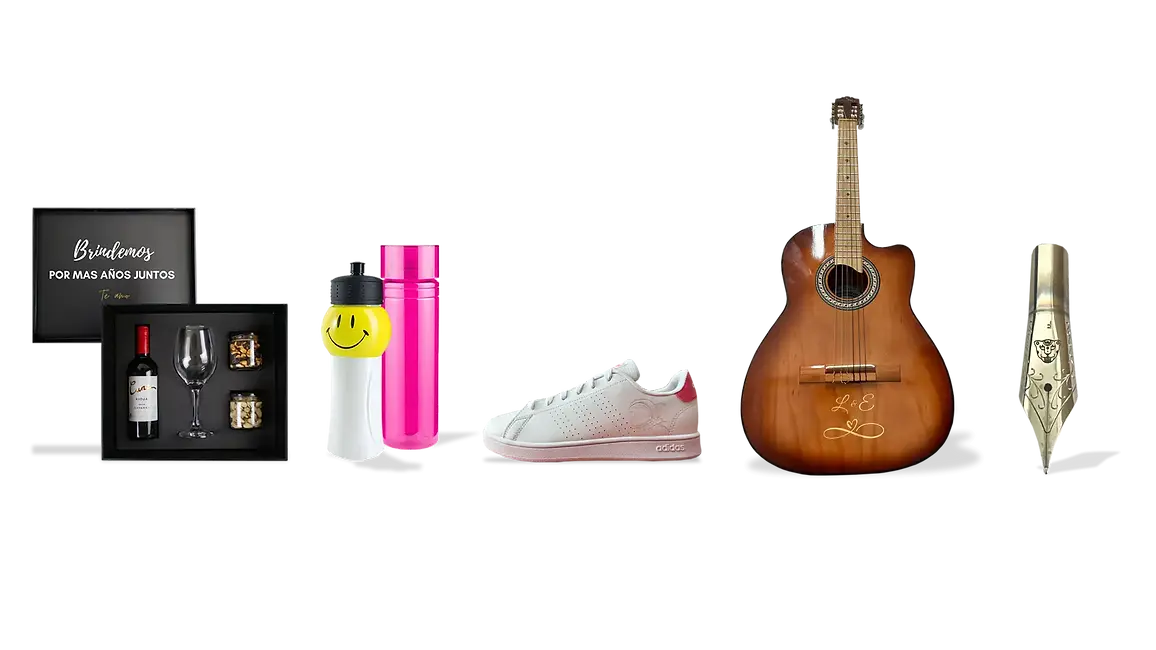 diversos objetos personalizados con grabado láser