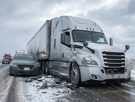Small car crashed into side of semi truck