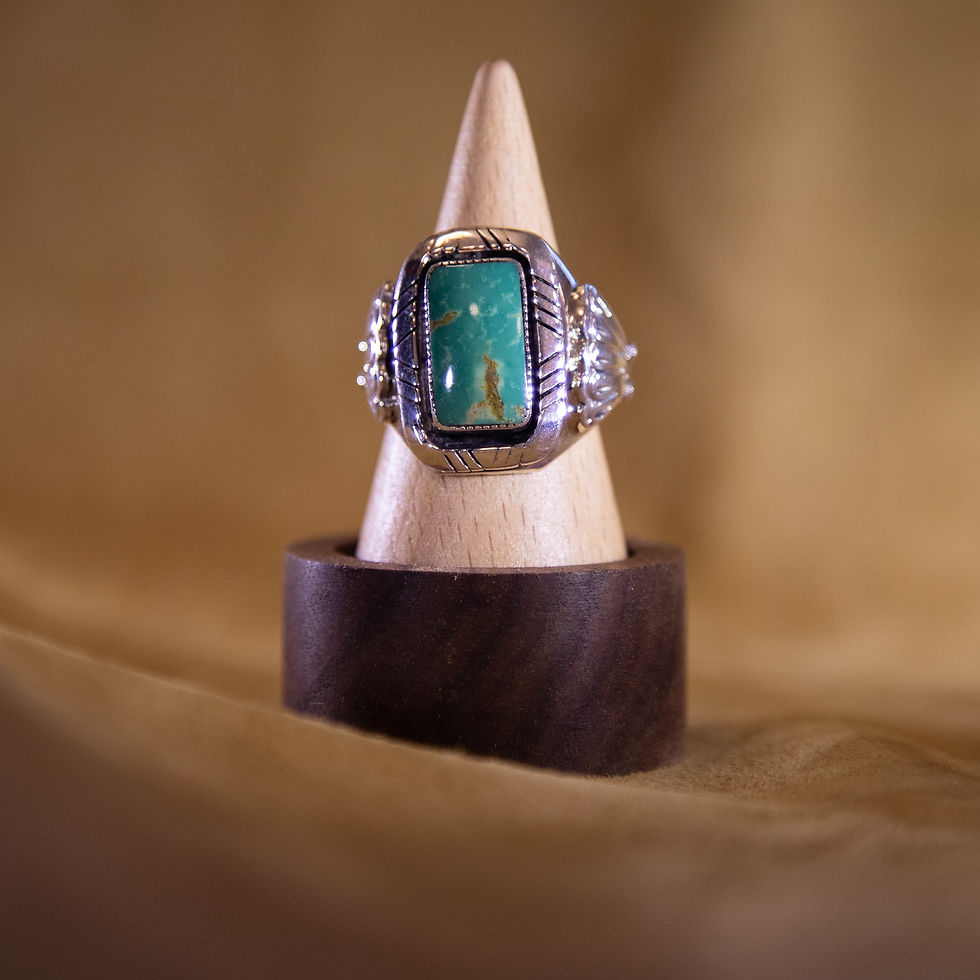 Heavy Sterling Silver Turquoise Ring — Unmarked Southwestern Statement Piece Front View