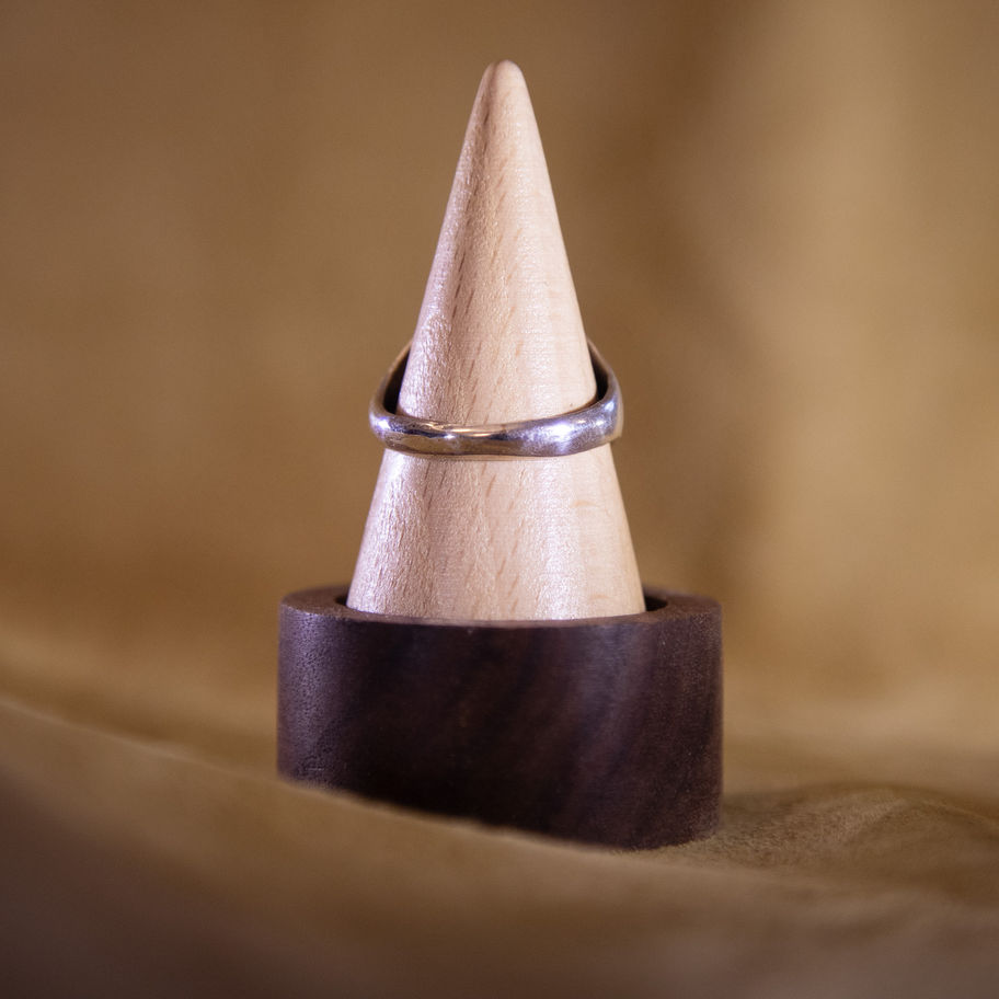 Vintage Navajo Sterling Silver Double Turquoise Ring — Back View