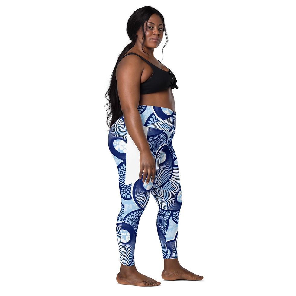 Thumbnail: Boucle Blue Crossover leggings with pockets