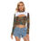 Miniatura: Blue Maze long sleeve open crop top