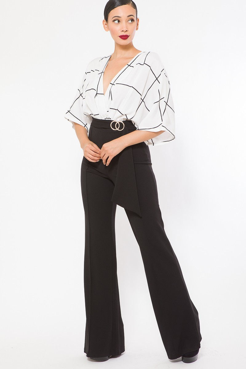 Miniature : Square Print Woven Top Detailed Fashion Jumpsuit