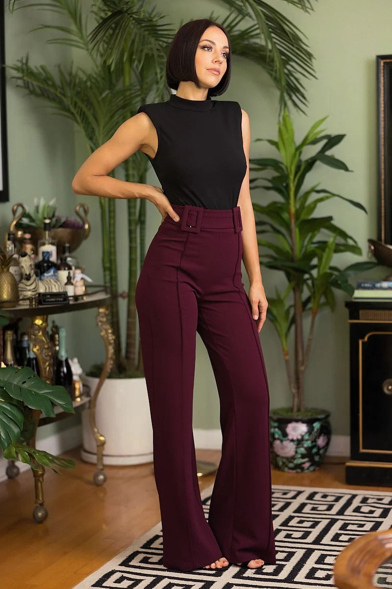 Miniatura: High Waist Pants With Self Fabric Buckle Detail On The Waist
