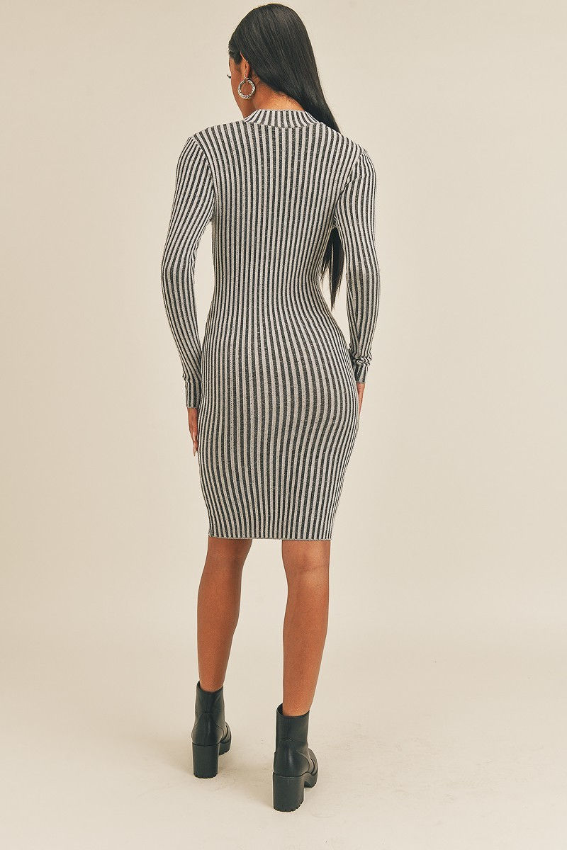 Miniatura: Long Sleeve Stripe Print Midi Dress