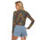 Miniatura: Blue Maze long sleeve open crop top