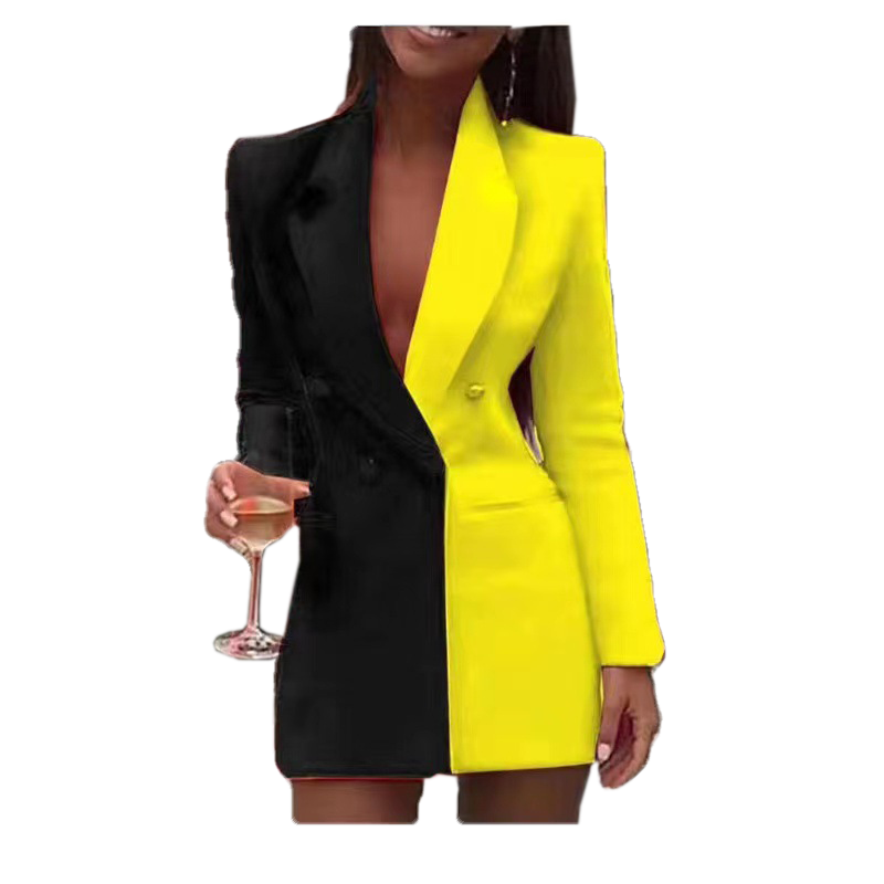 Miniature : Spring 2022 Women S Clothing Casual Dress Patchwork Dress Blazer Dress