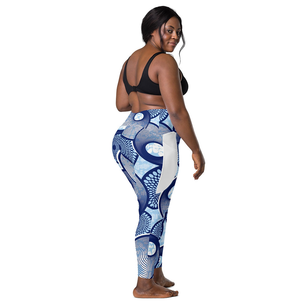 Thumbnail: Boucle Blue Crossover leggings with pockets