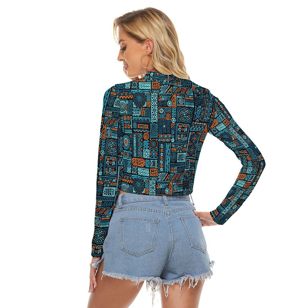Thumbnail: Blue Maze long sleeve open crop top