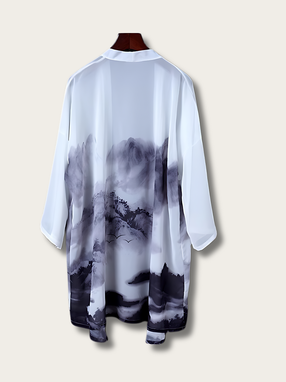 Back View of Serene Mountain Mist Kimono Cardigan