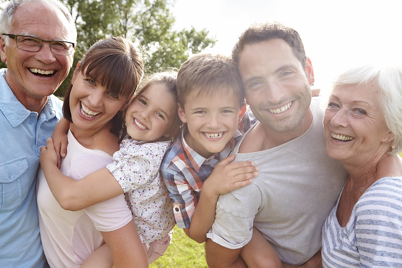 Happy smiling family. 3 generations. Wills written.