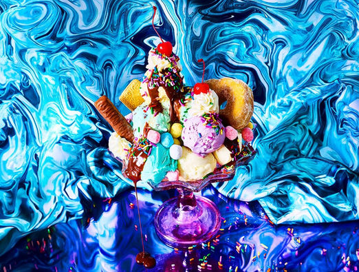 ice cream
chocolate
sweets
kitsch
cherries
willy wonka
sugar rush
food stylist
food styling 