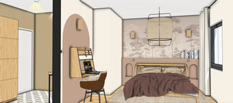 Chambre aménagée en 3D sur le logiciel SketchUp