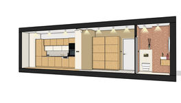 Vue de coupe, plan de section d'un appartement en 3D réalisé sur le logiciel Sketchup