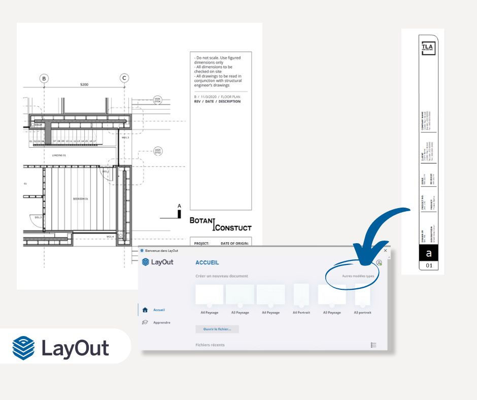 logiciel layout sketchup choix de cartouche personnaliser choix de format de page plan d'architecture