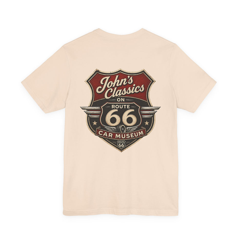 Thumbnail: John's Classics Route 66 Shield T-Shirt | Vintage Car Museum Tee