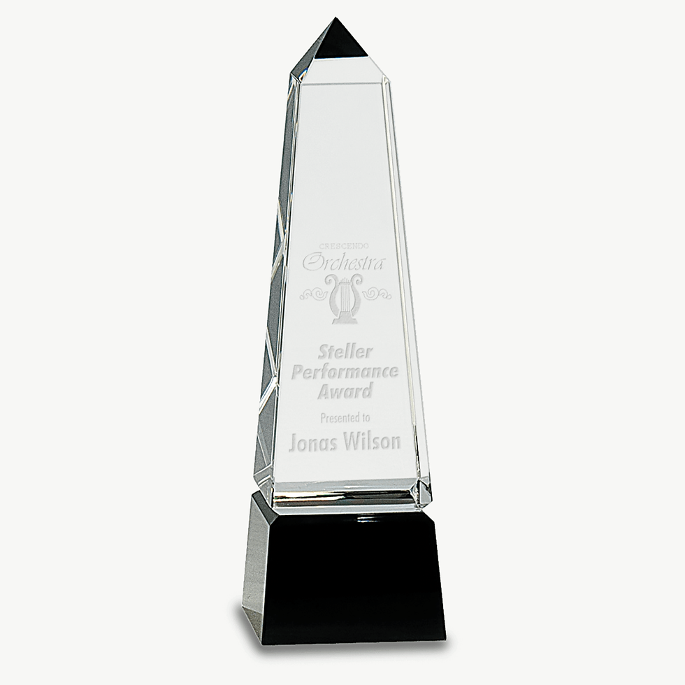 8" Crystal Obelisk on a Black Crystal Base — JDS CRY003S