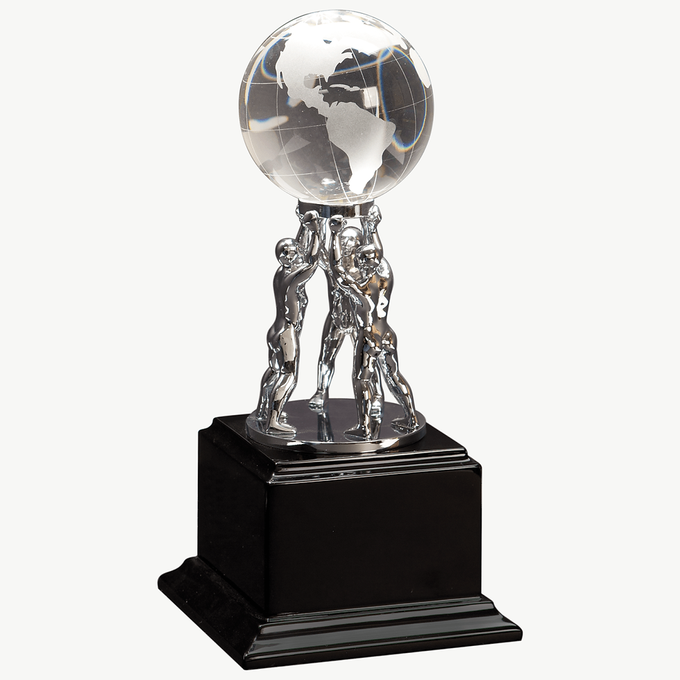 Crystal Globe on Silver Metal Teamwork Stand/Black Base — JDS EX001
