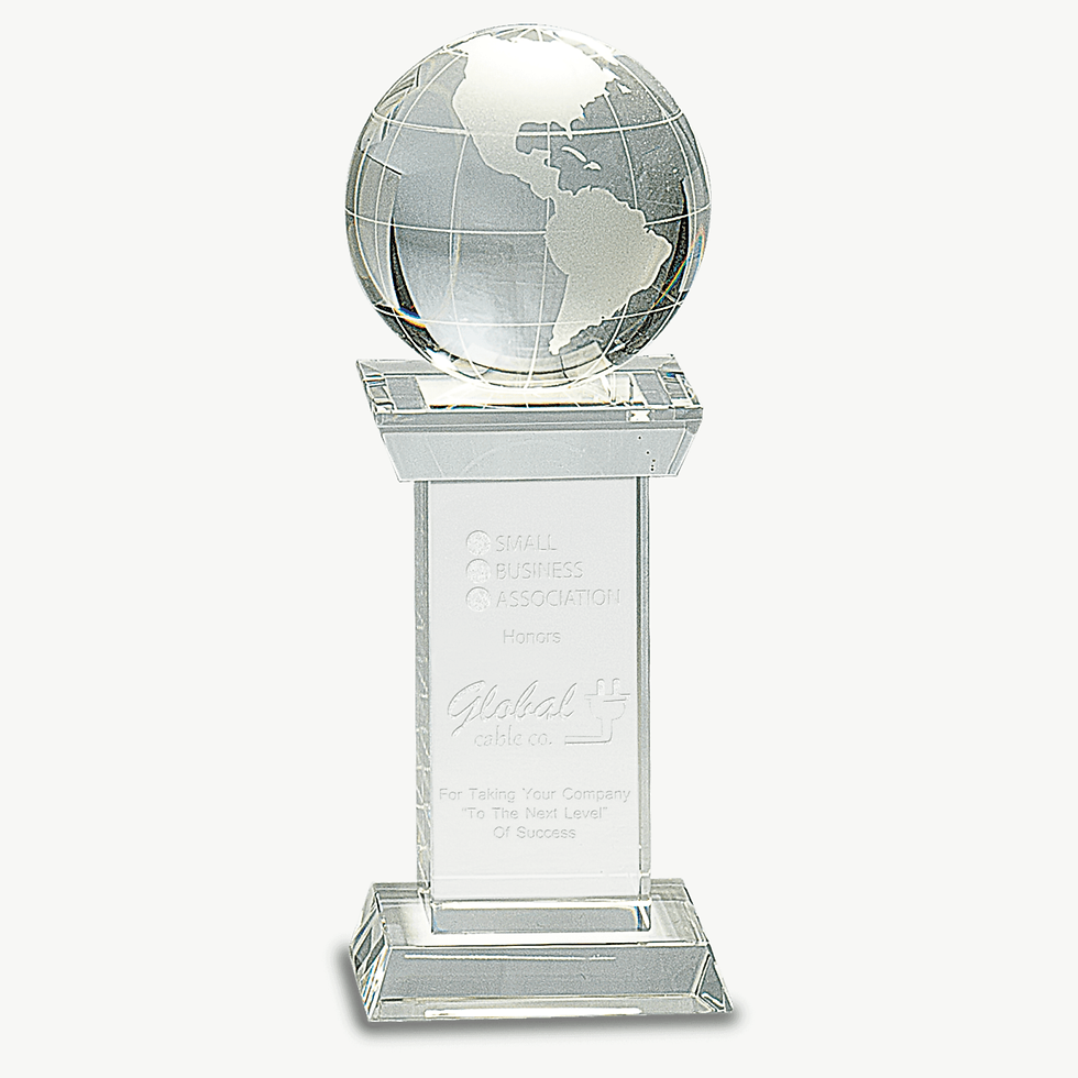 Crystal Globe on Clear Crystal Tower Base — JDS CRY159